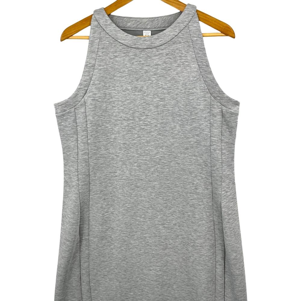 Spanx AirEssentials Dress Womens XL Gray Sleeveless High Neck Knit Knee Length - Picture 2 of 10